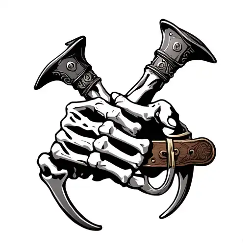Skeleton Hand Holding Cowboy Spurs