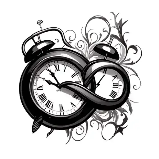 Infinity Symbol With Clock For Background Black
