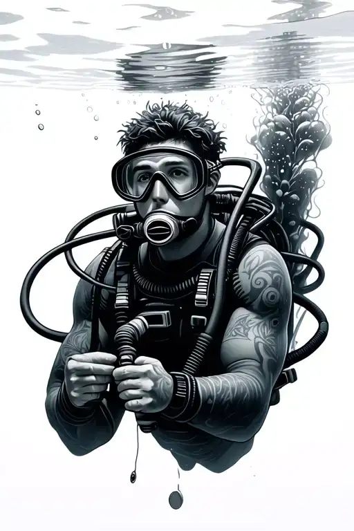 Full-fledged Scuba Diver Underwater