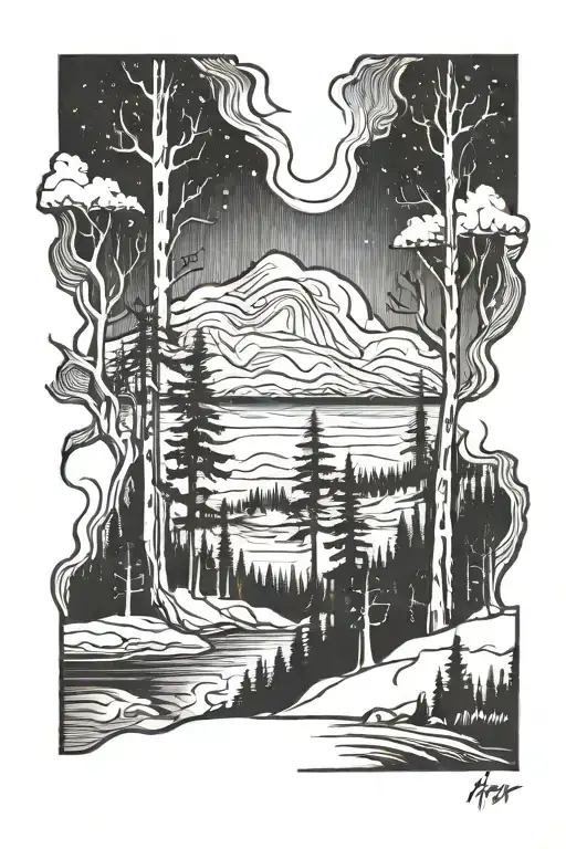Lost In Woods Northern Lights Background