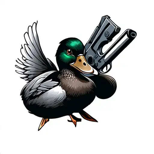 Duck Holding Gun