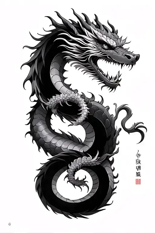 Japanese Dragon Intertwined