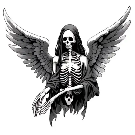 Angel Of Death With A Skeleton In Her Hand