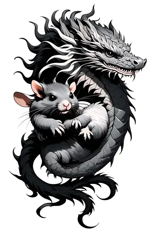 Japanese Dragon Holding A Rat