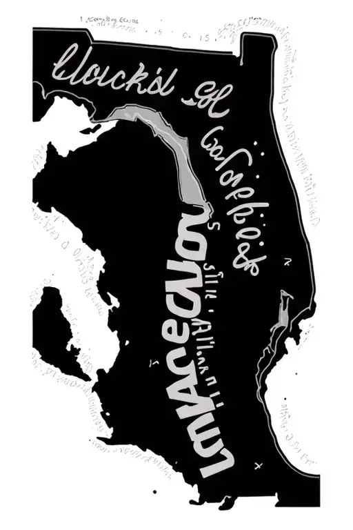 Florida State Outline With Gps Coordinates Written In