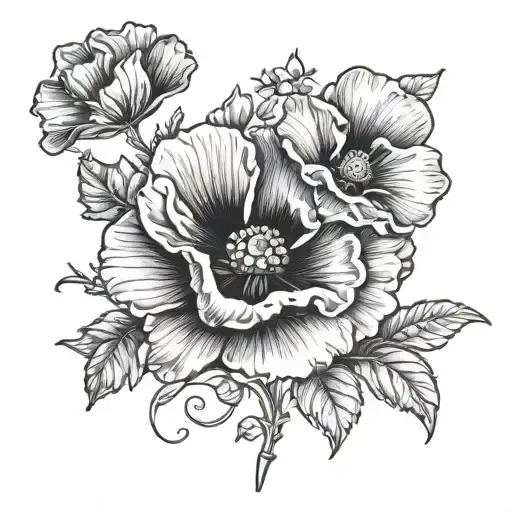 Poppy Flower And Pansy Flower