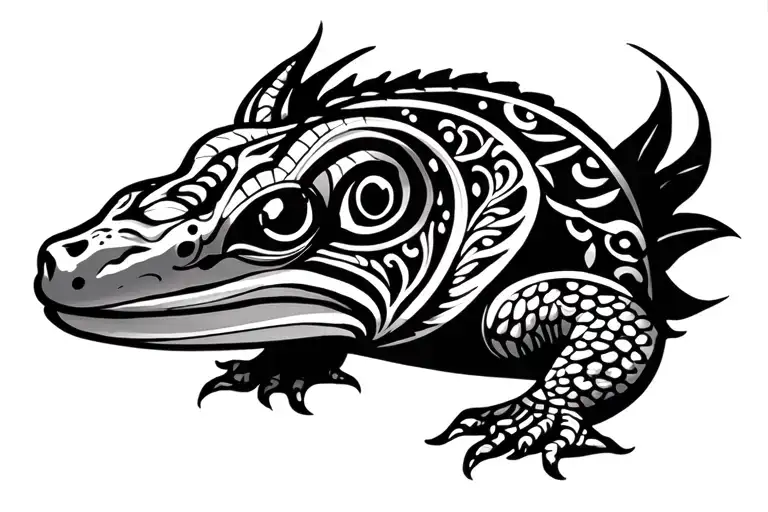 Black Polynesian Minimalist Gekco