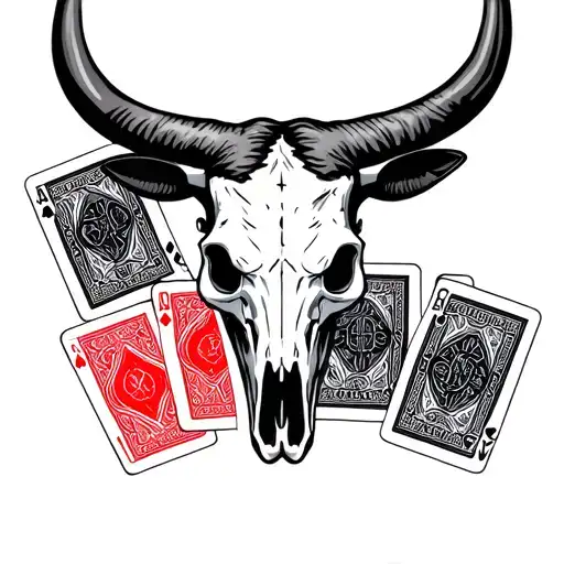 Country With Cards And A Bull Skull