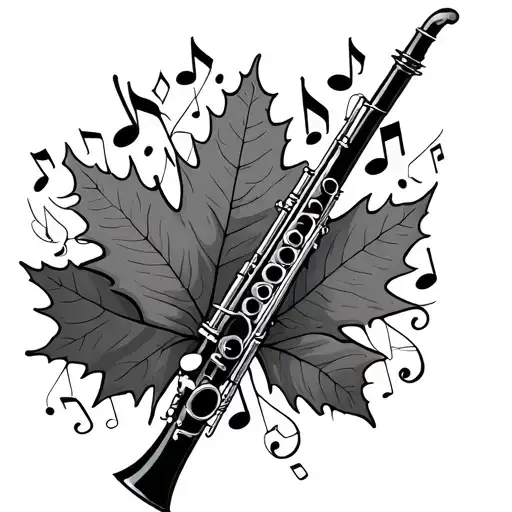 Music Notes And Maple Leaves Clarinet