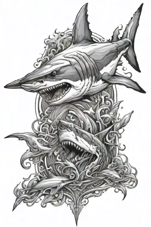 Great White Shark Emerging Representing Imagination