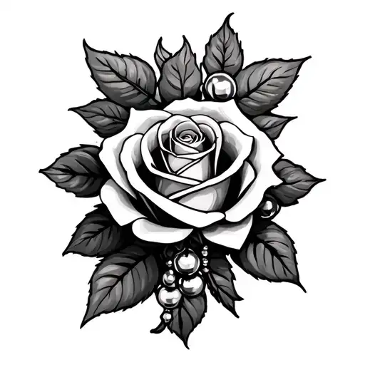 Rose On Cross With Beads