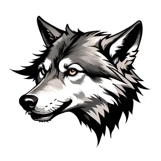 Wolf Face Tattoo Design