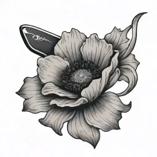 Straight Razor And Poppy Flower