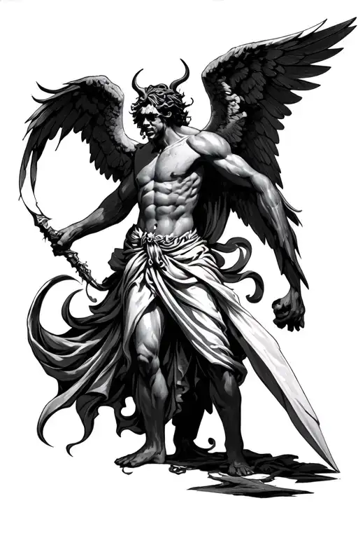 Michael The Angel Stabbing Demon