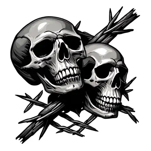 Barbed Wire And Skulls