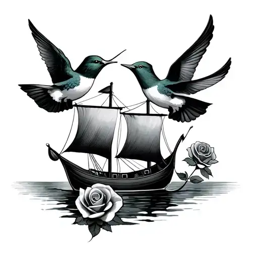 Peter Pan Boat Two Swallows Two Roses