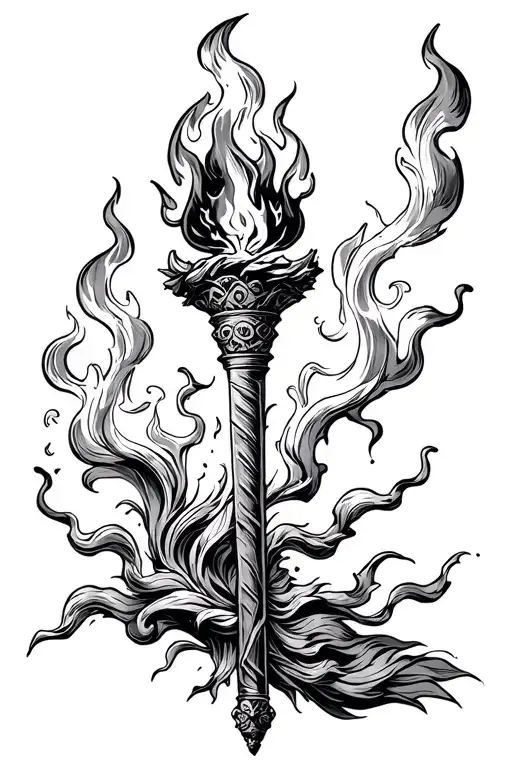 Ancient Greek Torch With Fire Coming