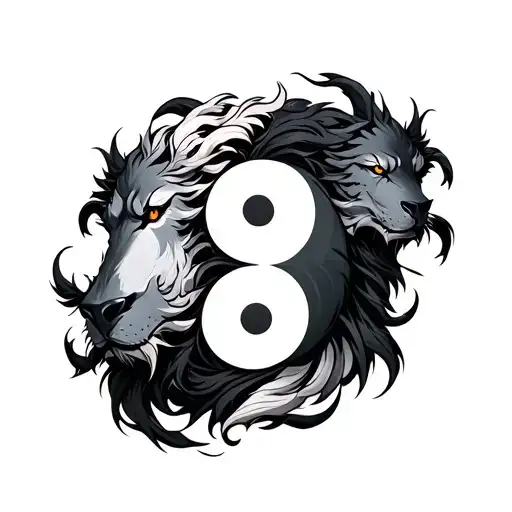 Cerberus 3 Heads Yin And Yang Symbol Surrounded