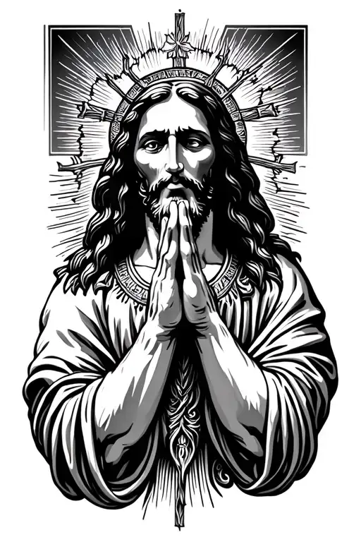 Hands Praying Jesus Christ