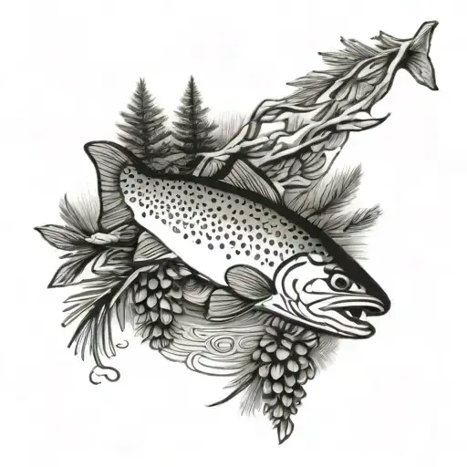 Pine Trees And Brown Trout