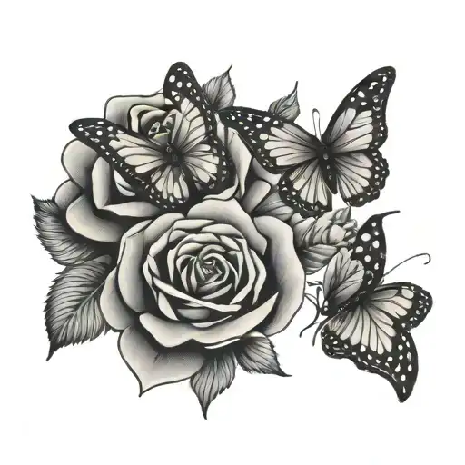Butterflies Flying Roses With A Crown