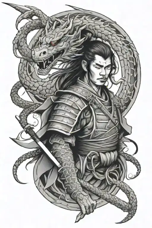 Samurai And Dragon Wrapped