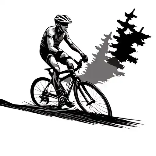 Cyclist Riding Uphill