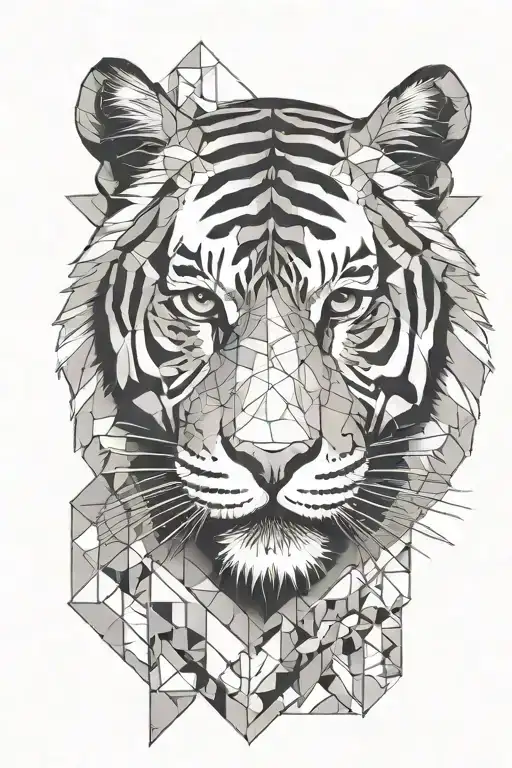 Tiger Head With Geometric Design Behind It