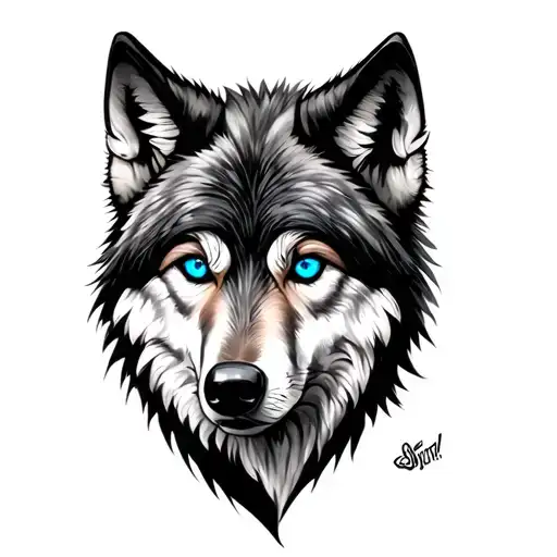 Wolf With Blue Eyes