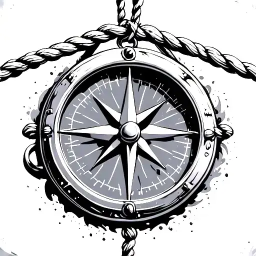 Compass With A Anchor Hanging Of It By Rope