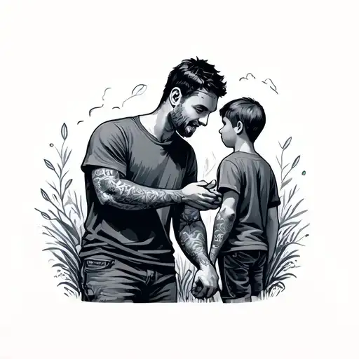 Man Helping Adhd Son Holding Hands