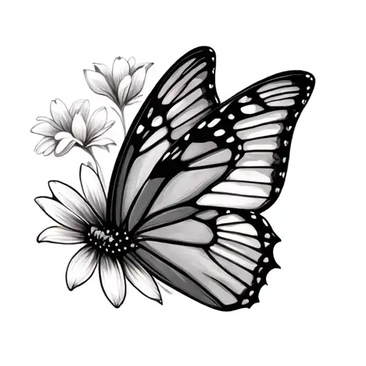 Butterfly With One Flower Wing Left One
