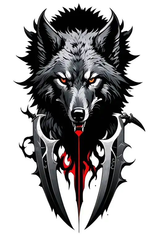 God Of War Symbol Wolf And Raven And Blades Of Chaos