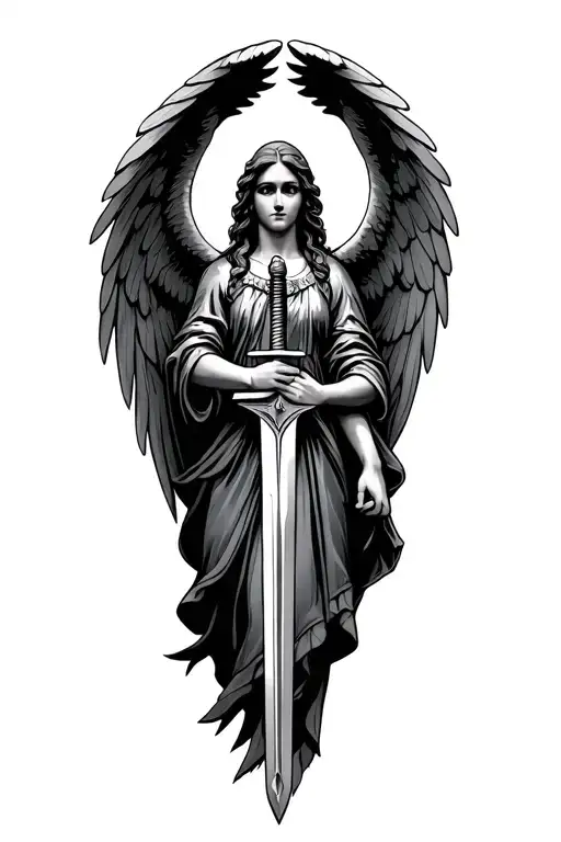 Guardian Angel Holding A Sword