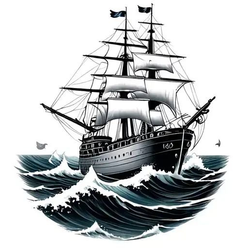 Royal Navy Ship On Waves