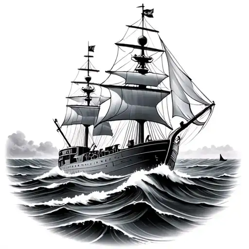 Royal Navy Ww2 Ship On Waves