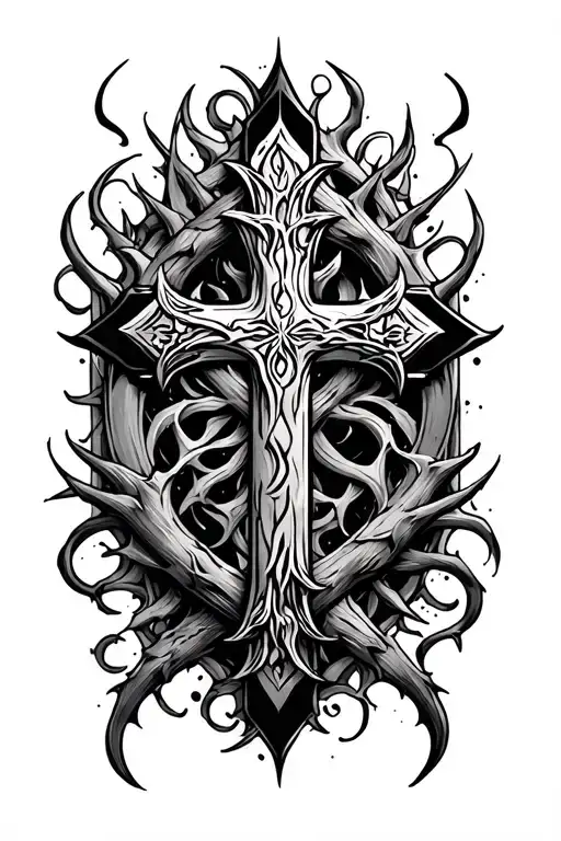 Cross With Thornes Surrounded