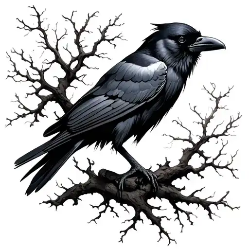 Raven And Ash Tree
