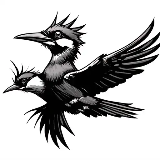 Flying Woodpecker With His Face Peeling Back From Speed