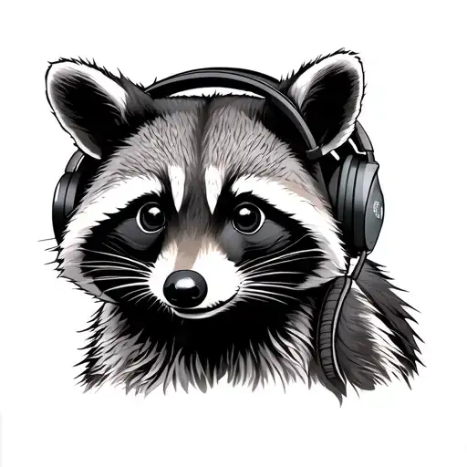 Raccoon Wearing Headphones