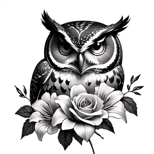 Lilys And Roses With An Owl