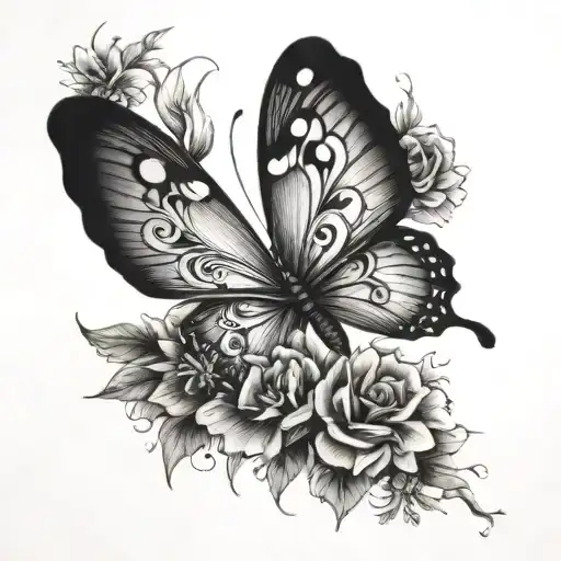 Butterfly With Flowers On Top
