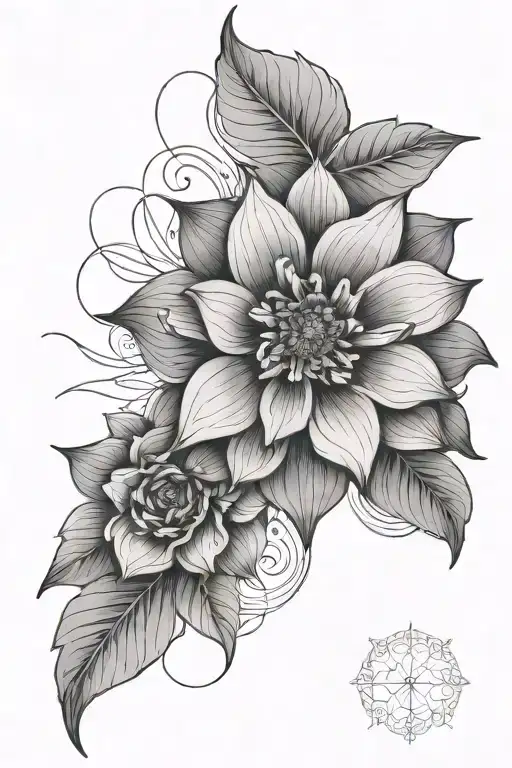 Really Long Fineline One Flower Surrounded Finelines