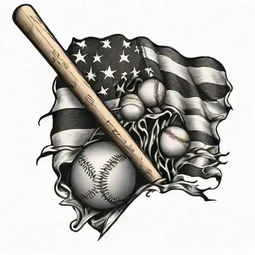 American Flag Made Of Baseball Bats And Baseballs