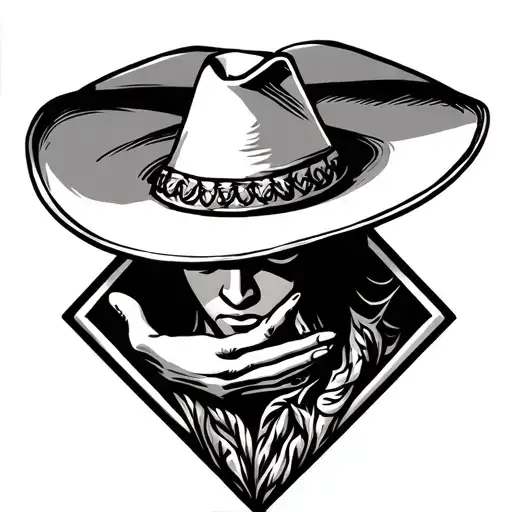 Sombrero Inside A Diamond Shape Hand