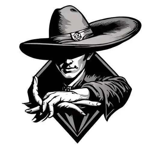 Sombrero Inside A Diamond Shape Hand