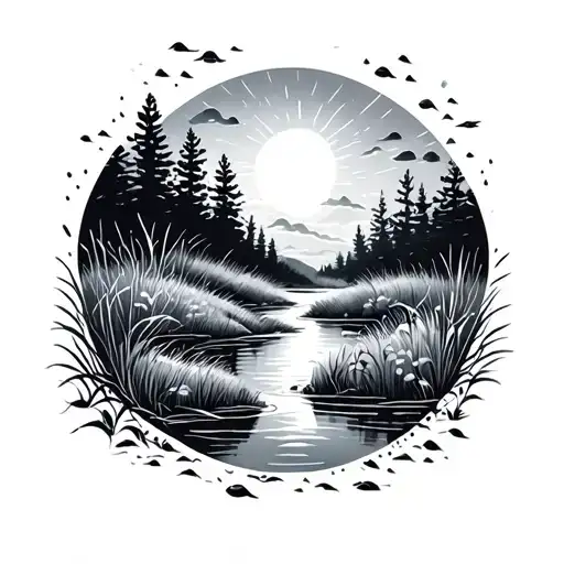 Meadow River Rain Sun Wind