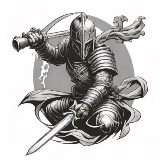 Alone Warrior Wielding A Sword