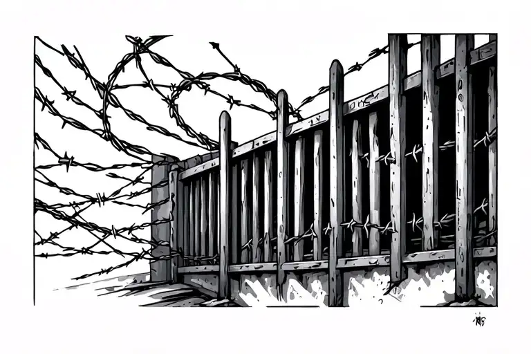 Prison Bars And Barbed Wire