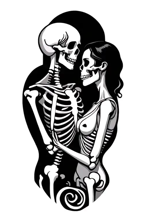 Skeleton Couple Embraced